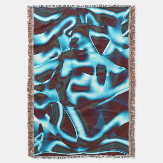 濃い澄ん赤の抽象芸術リボンのシアン色の色調 スローブランケット (正面縦)