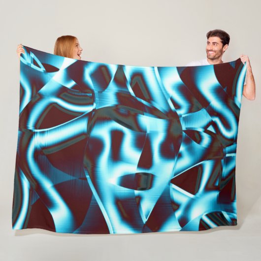 濃い澄ん赤の抽象芸術リボンのシアン色の色調 フリースブランケット (インサイチュ)