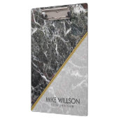 濃い灰色と白い斑点のある大理石 クリップボード (左)