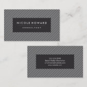 濃い灰色と白のストライプ 名刺 (正面/裏面)