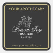 濃い灰色と金ゴールド薬品付きラベルスクエア スクエアシール (正面)