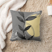 濃い灰色と黄色の禅の水の色葉の クッション (ブランケット)