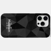 濃い灰色と黒の幾何学的なメッシュパターン モノグラム Case-Mate iPhoneケース (裏面 (横))