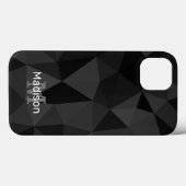 濃い灰色と黒の幾何学的なメッシュパターン モノグラム Case-Mate iPhoneケース (裏面 (横))