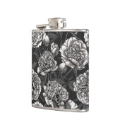 濃い灰色に白い牡丹の花 フラスク (左)