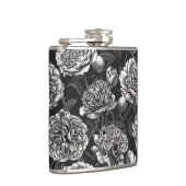 濃い灰色に白い牡丹の花 フラスク (右)