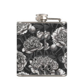 濃い灰色に白い牡丹の花 フラスク (裏面)