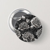 濃い灰色に白い牡丹の花 缶バッジ (正面&裏面)