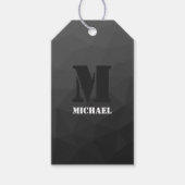 濃い灰色のグラデーションジオメトリメッシュモノグラム ギフトタグ (正面)