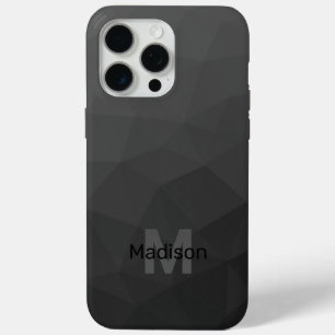 濃い灰色のグラデーションジオメトリメッシュモノグラム iPhone 15 PRO MAXケース