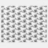 濃い灰色のコモダンーヒーカップパターン フリースブランケット (正面(横))