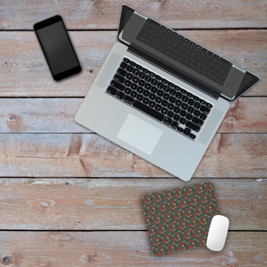 濃い灰色のパターンのフローラ野花マウスパッド マウスパッド