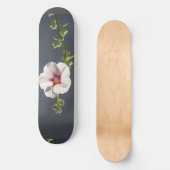 濃い灰色のピンクの花葉マローグリーンの花 スケートボード (正面)