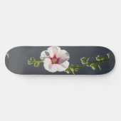 濃い灰色のピンクの花葉マローグリーンの花 スケートボード (横)