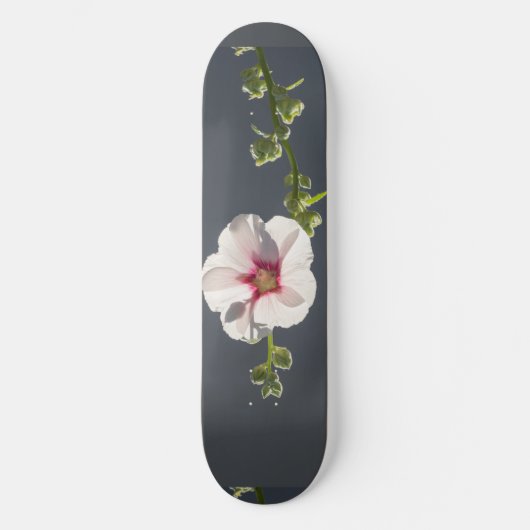 濃い灰色のピンクの花葉マローグリーンの花 スケートボード (正面)
