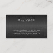 濃い灰色のメタリック仕上げの背景 名刺 (裏面)