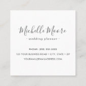 濃い灰色のリネンミニマリストエレガントプロフェッショナル スクエア名刺 (裏面)