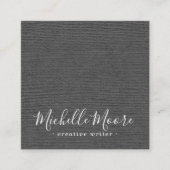濃い灰色のリネンミニマリストエレガントプロフェッショナル スクエア名刺 (正面)