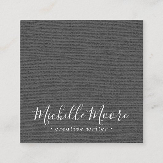 濃い灰色のリネンミニマリストエレガントプロフェッショナル スクエア名刺 (正面)