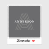 濃い灰色のレトロモダンモノグラムの名 シール (シート)