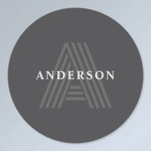 濃い灰色のレトロモダンモノグラムの名