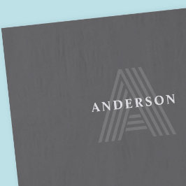 濃い灰色のレトロモダンモノグラムの名 薄葉紙