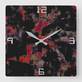 濃い灰色の岩のベースに派手な赤い斑点、テクスチャ スクエア壁時計