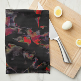 濃い灰色の岩のベース、テクスチャ上の派手な赤い斑点 キッチンタオル