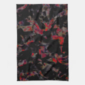 濃い灰色の岩のベース、テクスチャ上の派手な赤い斑点 キッチンタオル (縦)