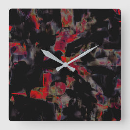 濃い灰色の岩のベース、テクスチャ上の派手な赤い斑点 スクエア壁時計