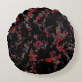 濃い灰色の岩のベース、テクスチャ上の派手な赤い斑点 ラウンドクッション (正面)