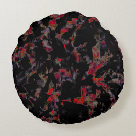濃い灰色の岩のベース、テクスチャ上の派手な赤い斑点 ラウンドクッション