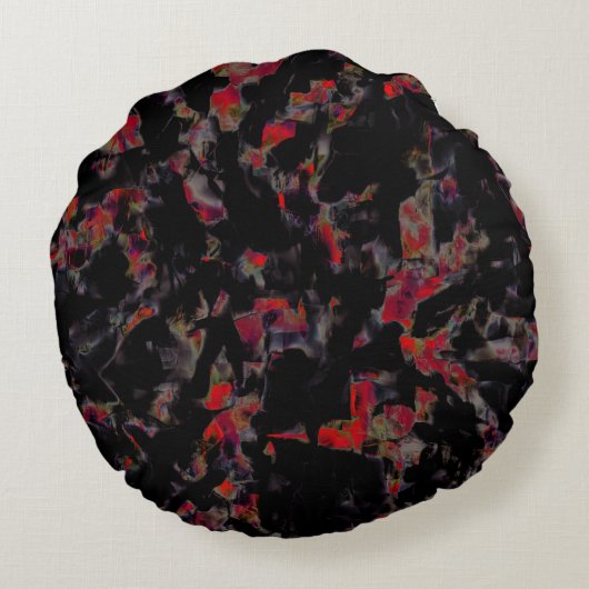 濃い灰色の岩のベース、テクスチャ上の派手な赤い斑点 ラウンドクッション (裏面)