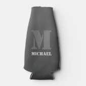 濃い灰色の幾何学的メッシュパターンモノグラム ボトルクーラー (正面)