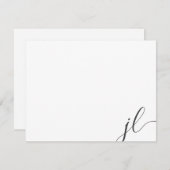 濃い灰色の書道2イニシャル ノートカード (正面/裏面)