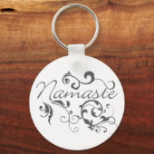 濃い灰色の渦巻きの中のナマステ キーホルダー (正面)