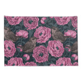 濃い灰色の牡丹とレンチ 枕カバー (裏面-右)