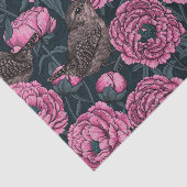 濃い灰色の牡丹とレンチ 薄葉紙 (詳細)