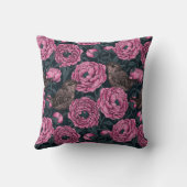 濃い灰色の牡丹と女 クッション (裏面)