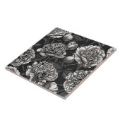 濃い灰色の白い牡丹の花 タイル (側面)