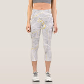 濃い灰色の白い金ゴールド箔の大理石パターン カプリレギンス (正面)