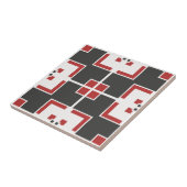 濃い灰色の白と赤の幾何学的モダンモザイク タイル (側面)