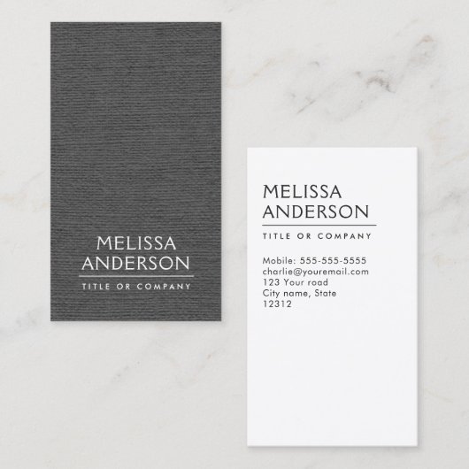 濃い灰色の線の垂直ミニマリストプロフェッショナル 名刺 (正面/裏面)