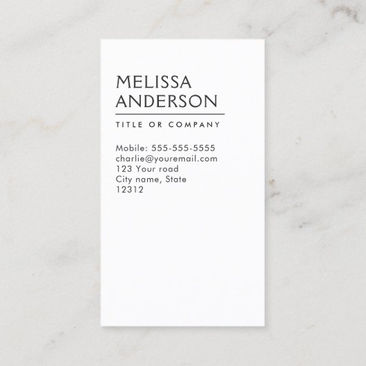 濃い灰色の線の垂直ミニマリストプロフェッショナル 名刺 (裏面)