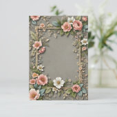 濃い灰色の背景の花の結婚花束 招待状 (スタンド正面)