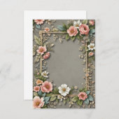 濃い灰色の背景の花の結婚花束 招待状 (正面/裏面)