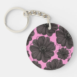 濃い灰色の花 キーホルダー