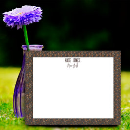 濃い灰色の茶色のパターン自然花 ノートパッド