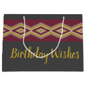 濃い灰色の金ゴールドと紫 ラージペーパーバッグ (正面)