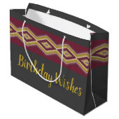 濃い灰色の金ゴールドと紫 ラージペーパーバッグ (裏面アングル)